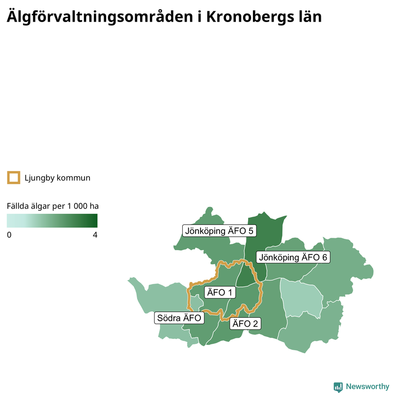 Fällda älgar per år i Kronobergs län