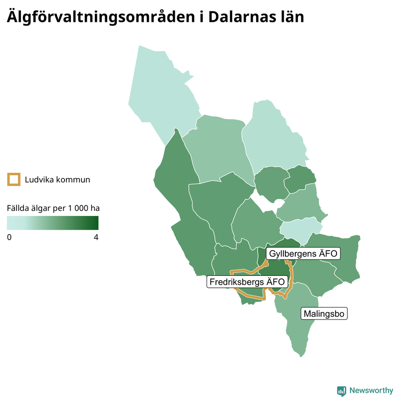 Fällda älgar per år i Dalarnas län