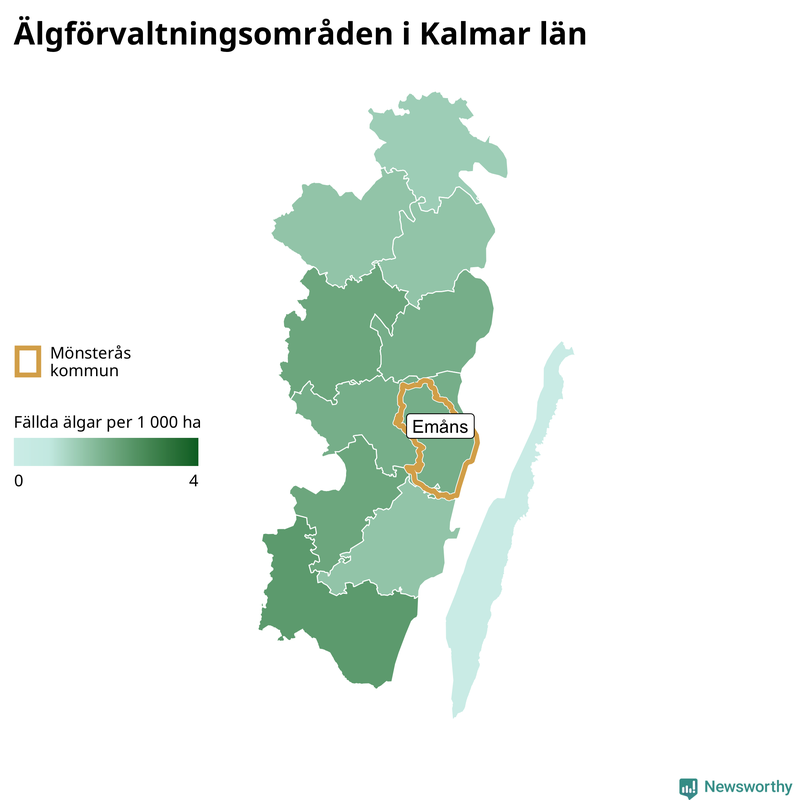 Fällda älgar per år i Kalmar län