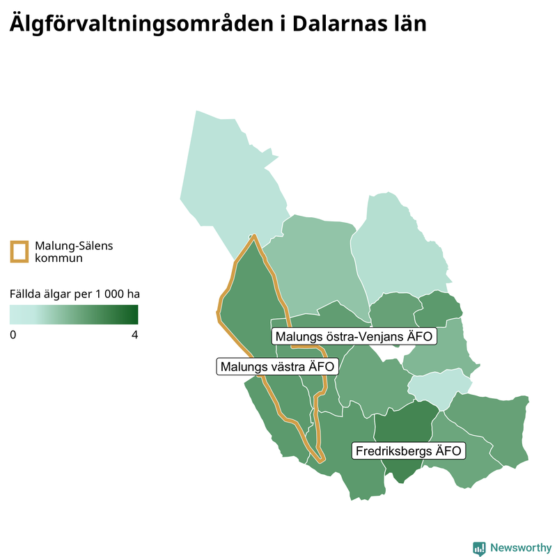 Fällda älgar per år i Dalarnas län