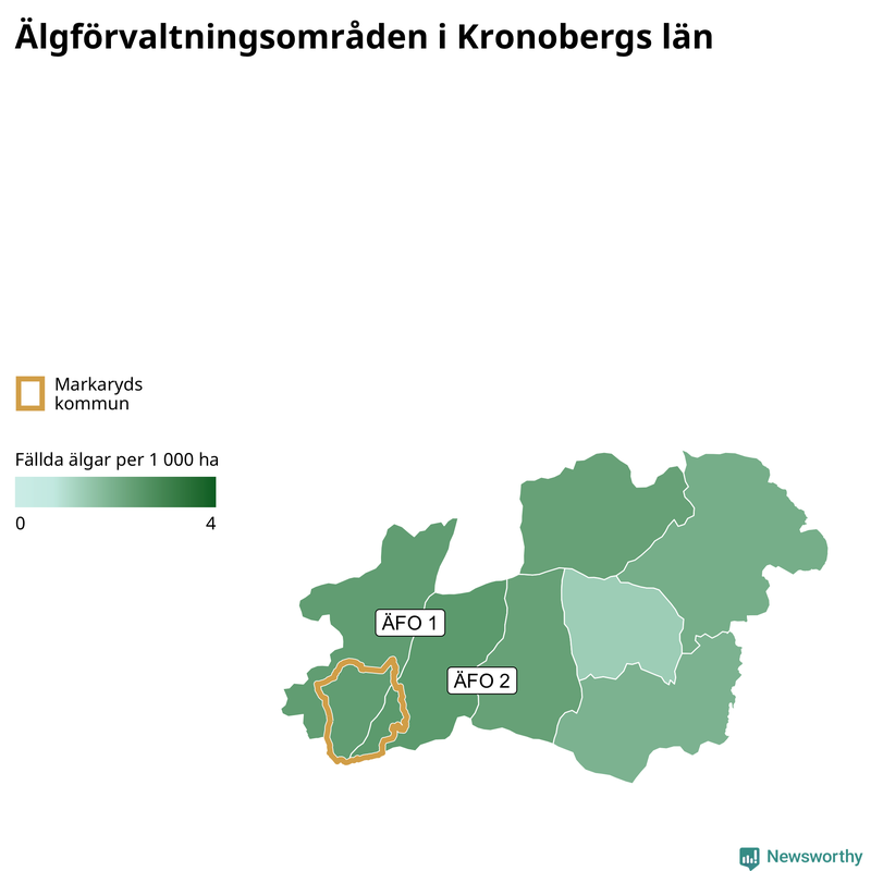 Fällda älgar per år i Kronobergs län