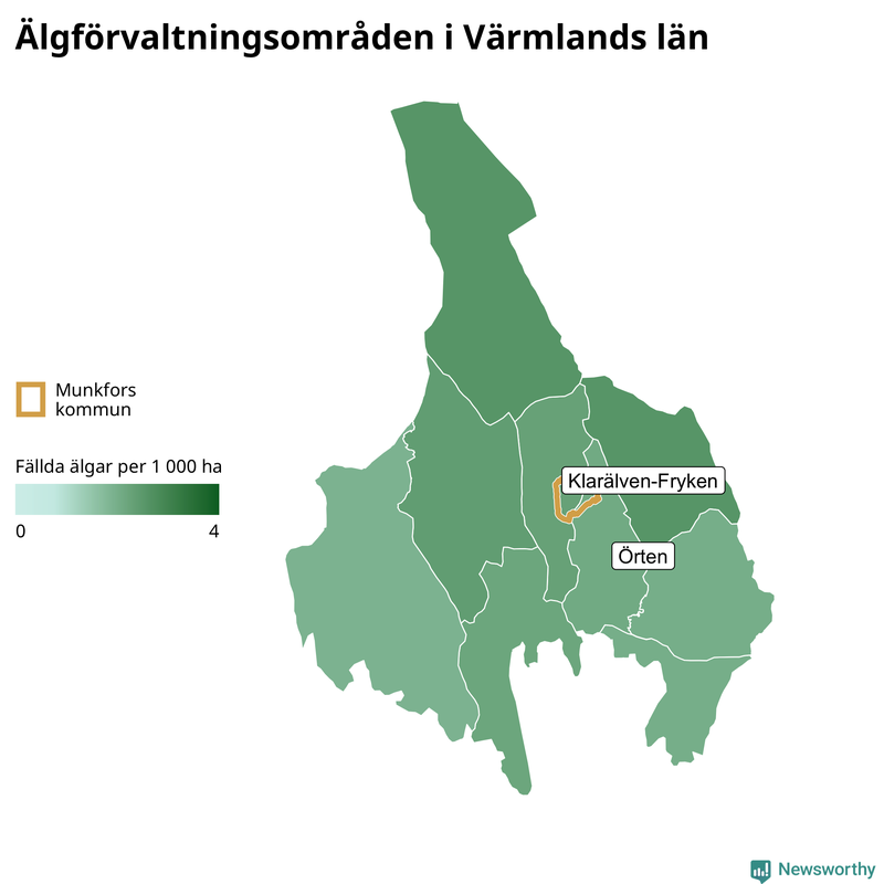 Fällda älgar per år i Värmlands län