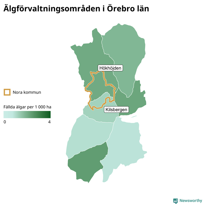 Fällda älgar per år i Örebro län