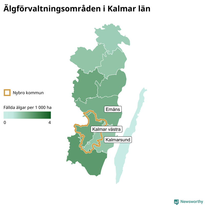 Fällda älgar per år i Kalmar län