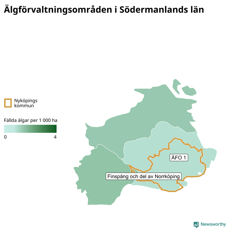 Fällda älgar per år i Södermanlands län