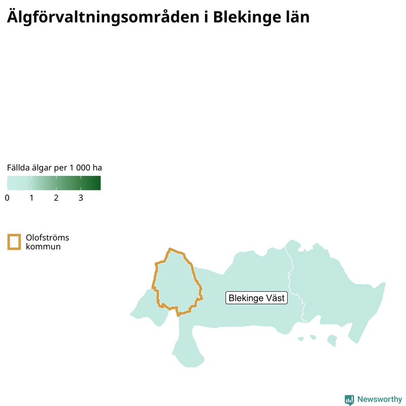 Fällda älgar per 1 000 hektar Blekinge län