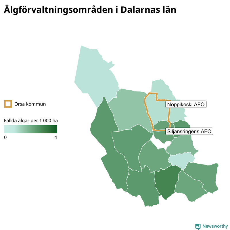 Fällda älgar per år i Dalarnas län