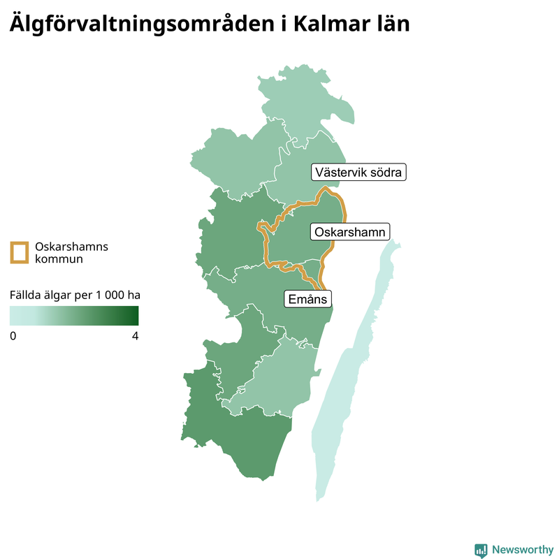 Fällda älgar per år i Kalmar län