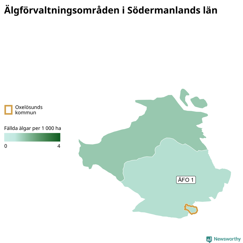 Fällda älgar per år i Södermanlands län