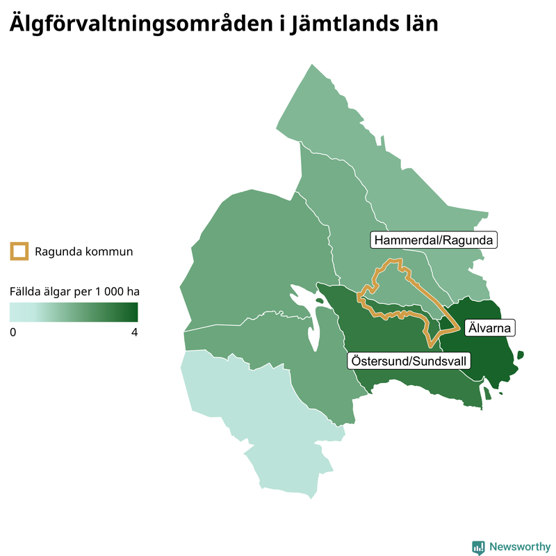 Fällda älgar per år i Jämtlands län