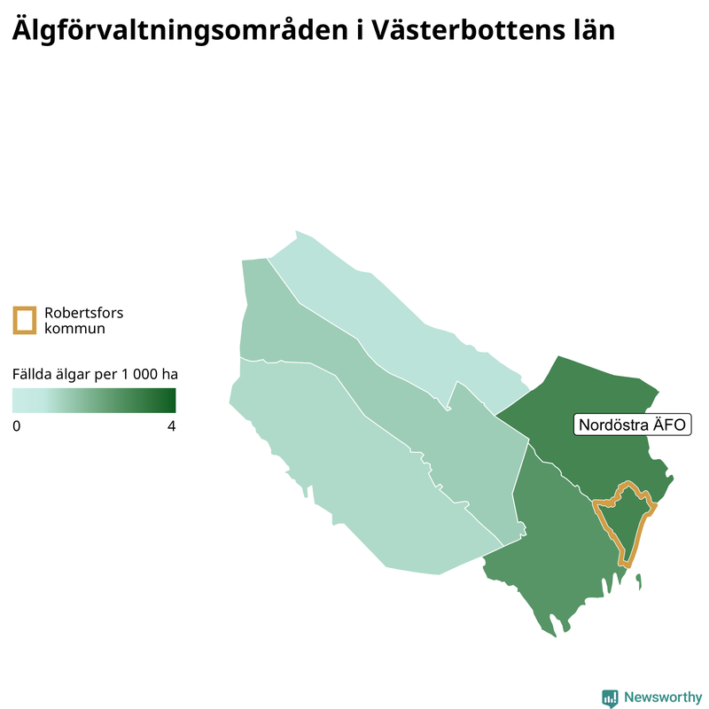 Fällda älgar per år i Västerbottens län