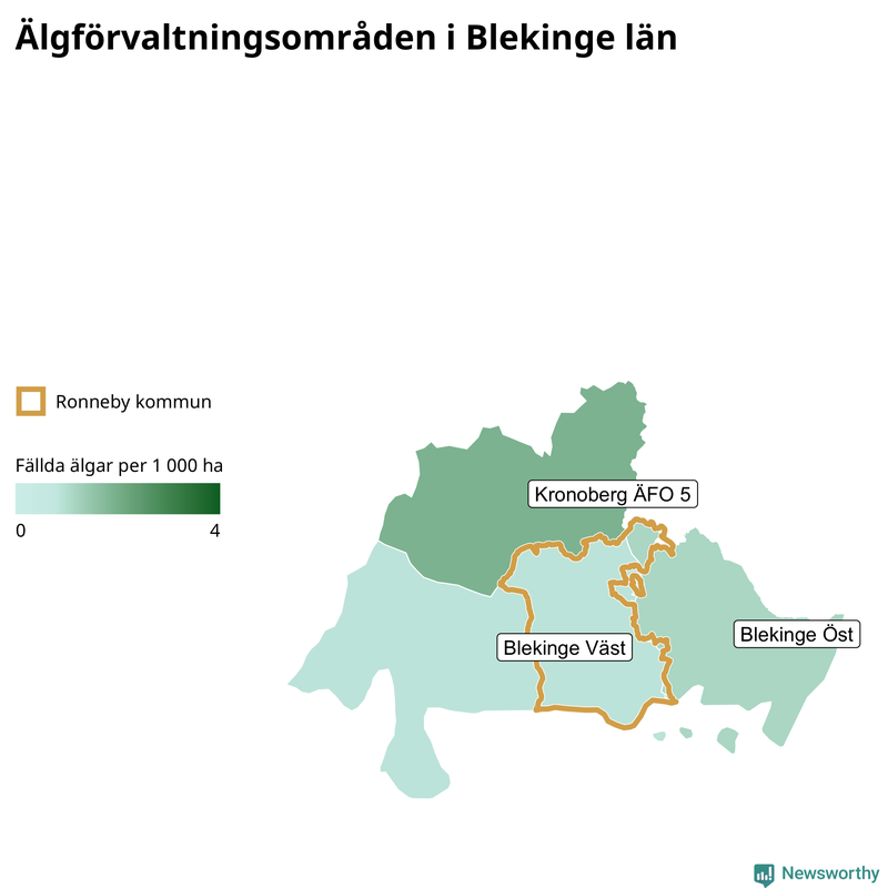 Fällda älgar per år i Blekinge län