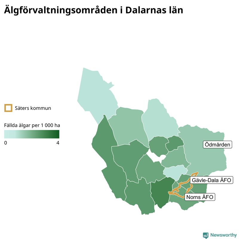 Fällda älgar per år i Dalarnas län