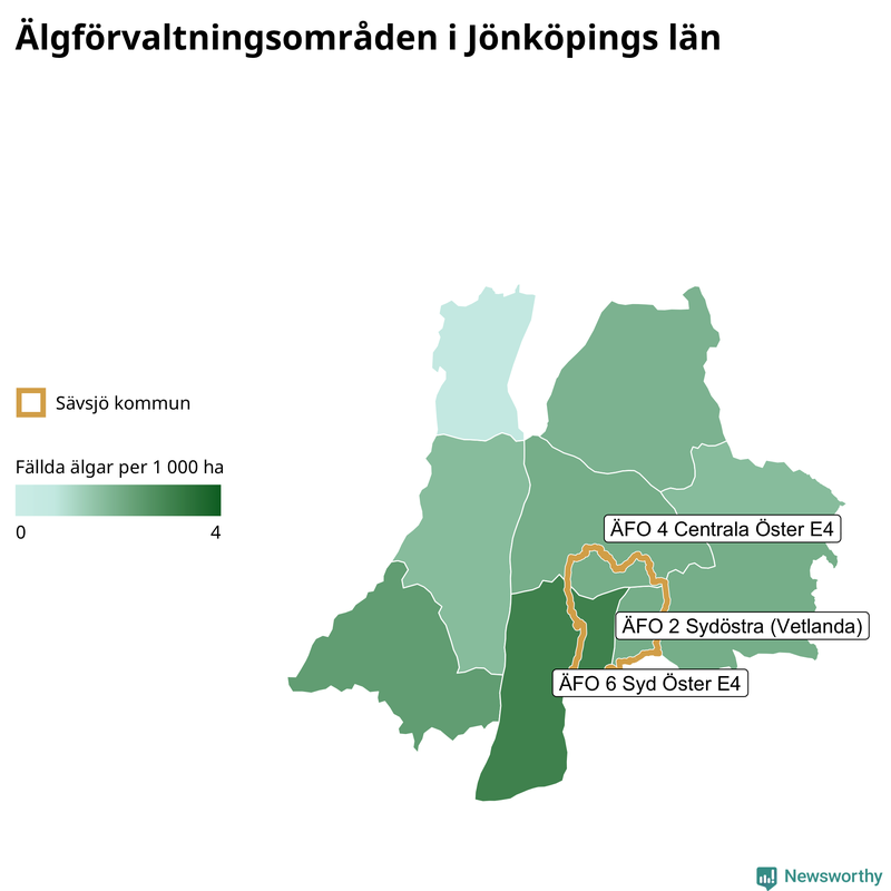 Fällda älgar per år i Jönköpings län
