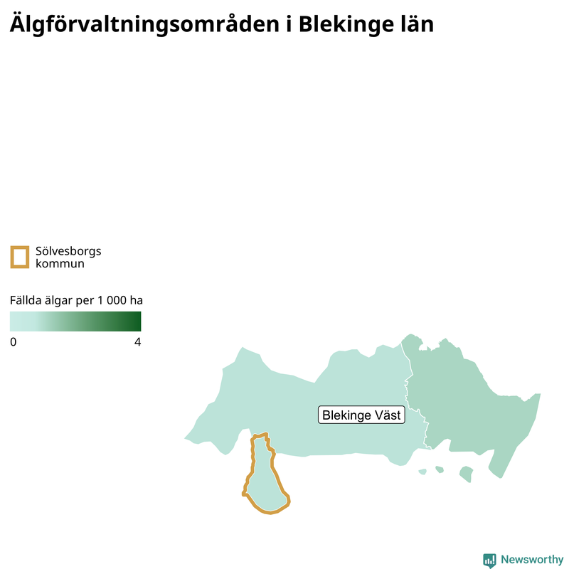 Fällda älgar per år i Blekinge län