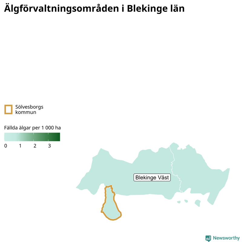 Fällda älgar per 1 000 hektar Blekinge län