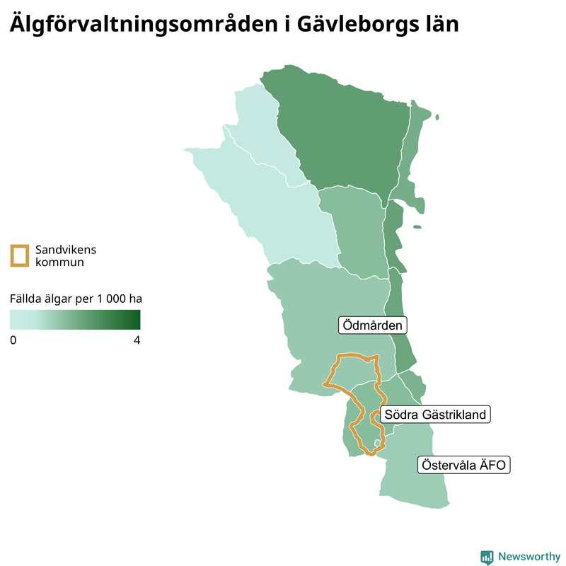Fällda älgar per år i Gävleborgs län