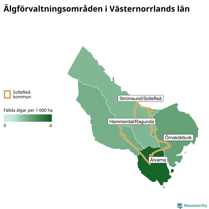 Fällda älgar per år i Västernorrlands län