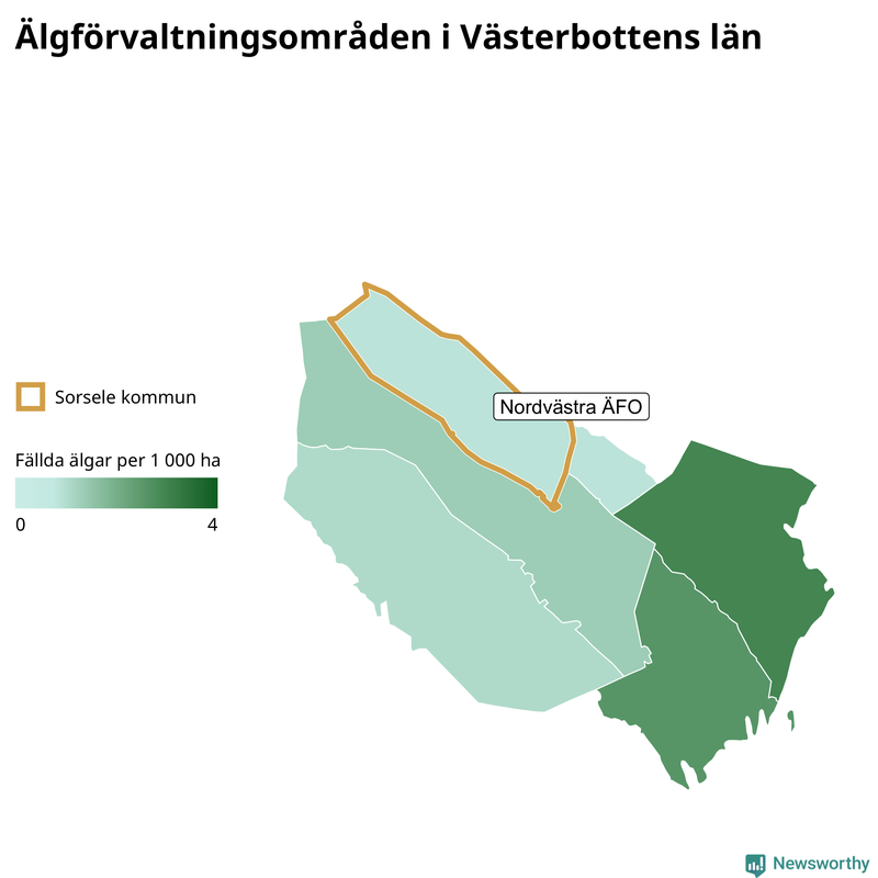Fällda älgar per år i Västerbottens län