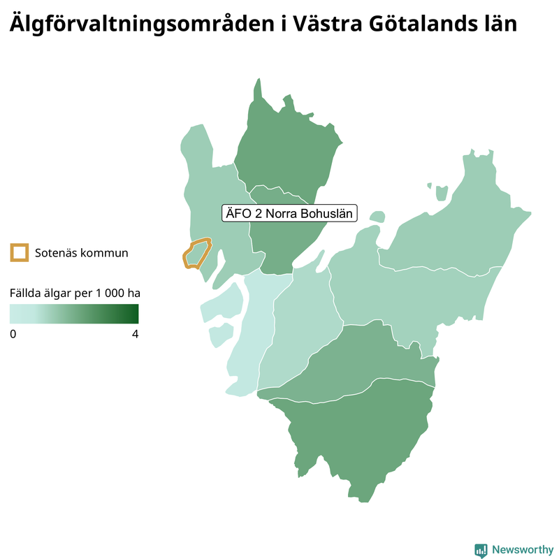 Fällda älgar per år i Västra Götalands län