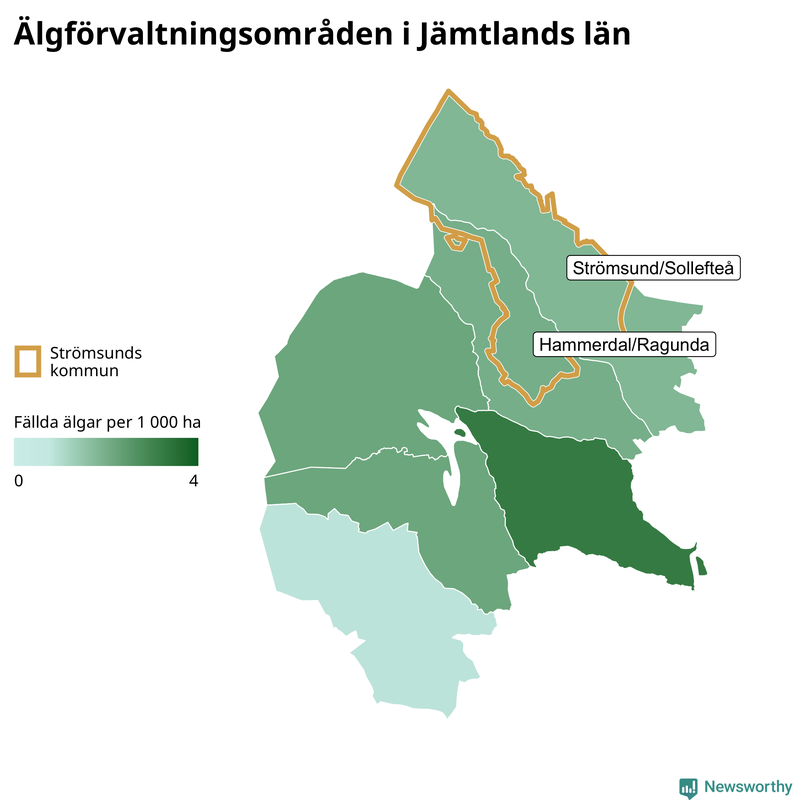 Fällda älgar per år i Jämtlands län