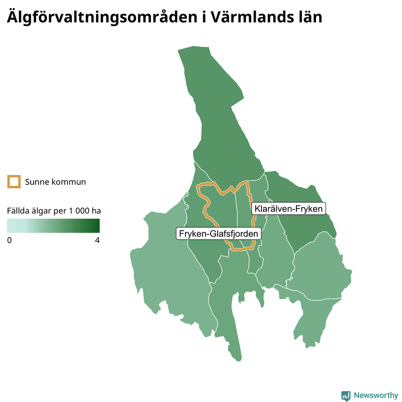 Fällda älgar per år i Värmlands län
