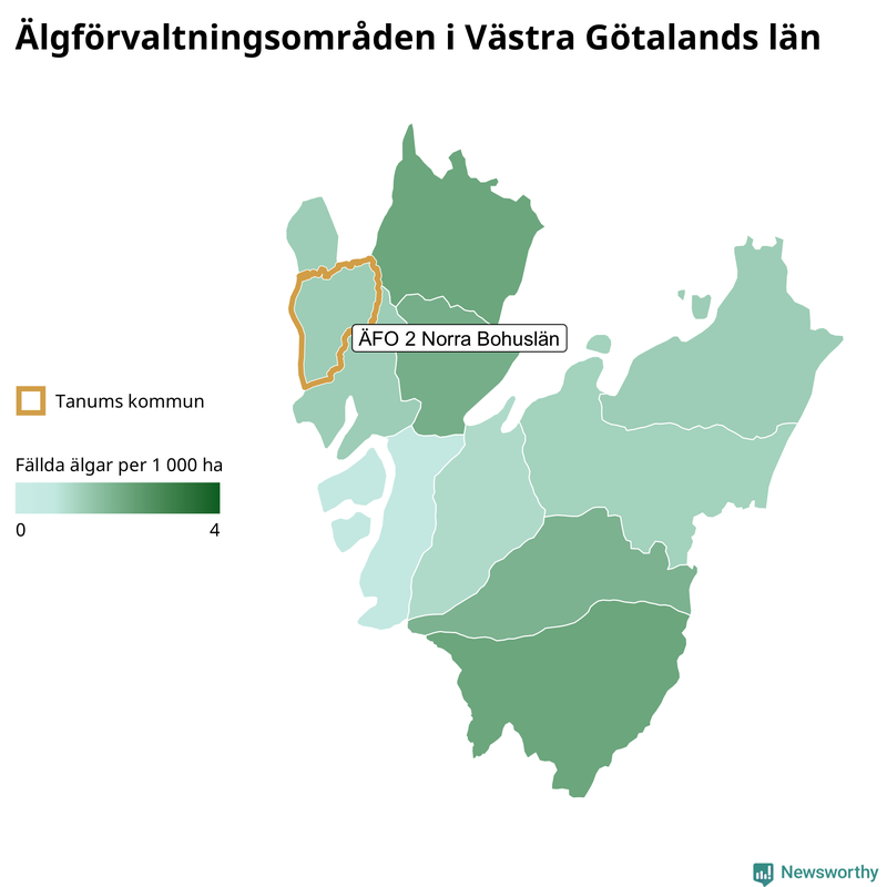 Fällda älgar per år i Västra Götalands län
