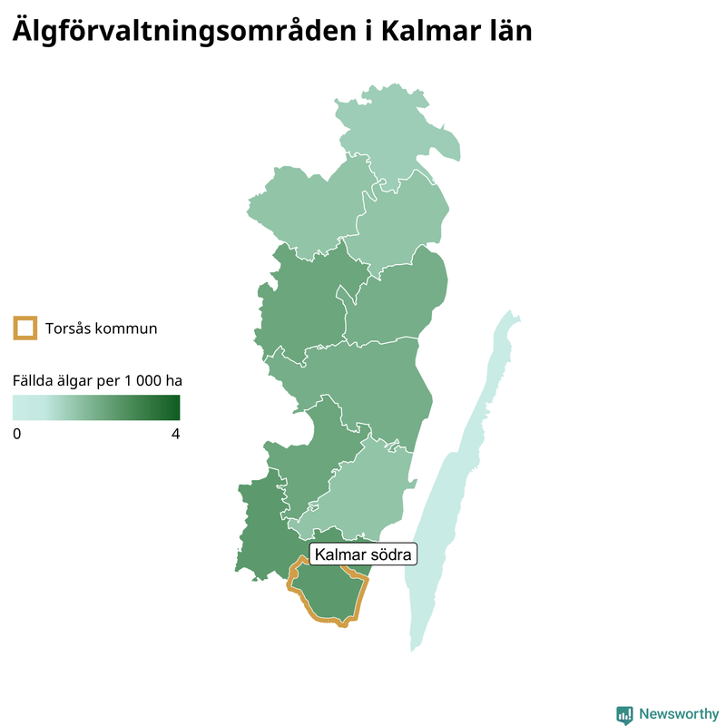 Fällda älgar per år i Kalmar län