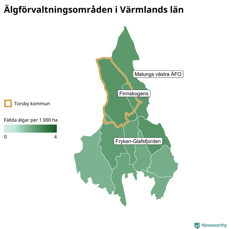 Fällda älgar per år i Värmlands län