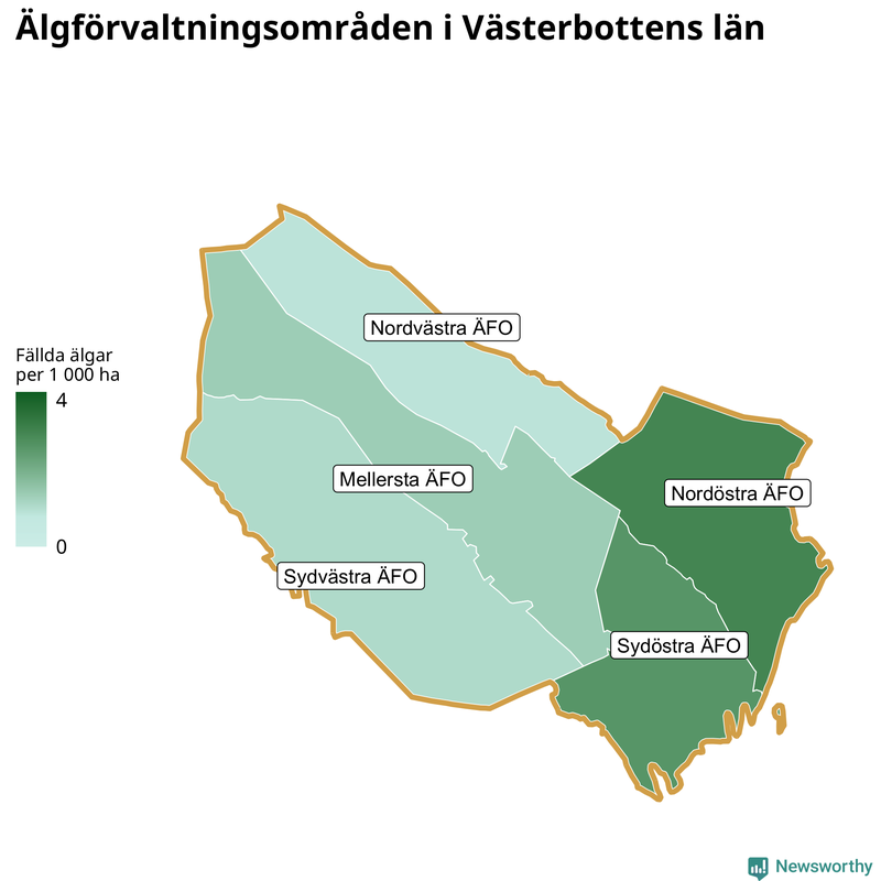 Fällda älgar per år i Västerbottens län