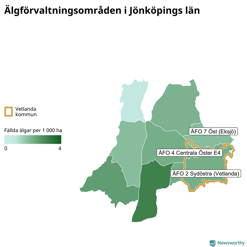 Fällda älgar per år i Jönköpings län