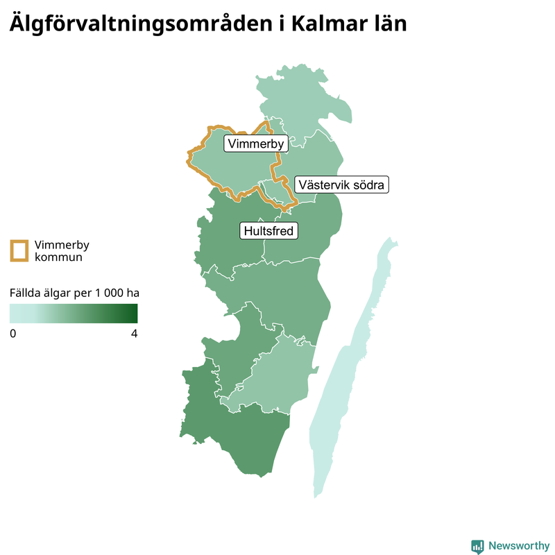 Fällda älgar per år i Kalmar län