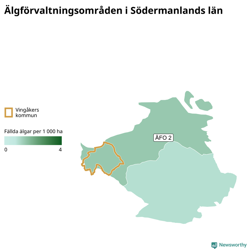 Fällda älgar per år i Södermanlands län