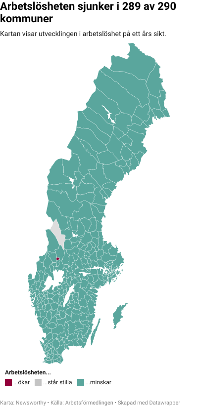 Karta: Arbetslöshet kommun för kommun