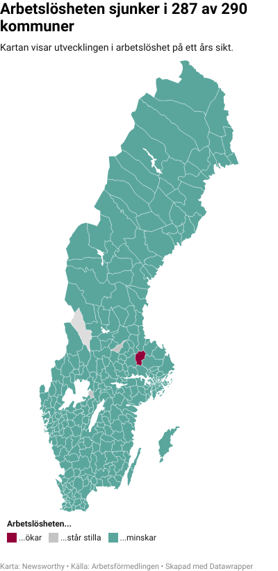 Karta: Arbetslöshet kommun för kommun