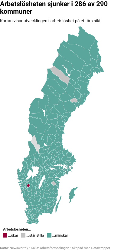 Karta: Arbetslöshet kommun för kommun