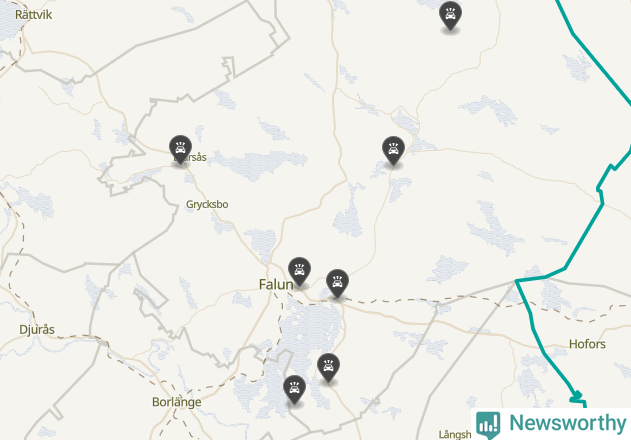 Karta över viltolyckor i Falu kommun