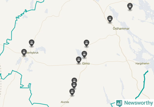 Karta över viltolyckor i Östhammars kommun