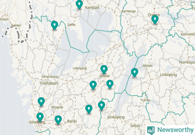 Karta över Töreboda kommun