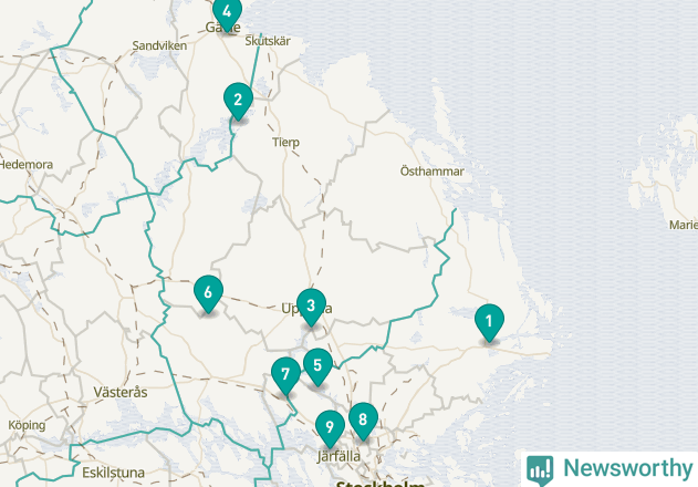 Karta över Östhammars kommun