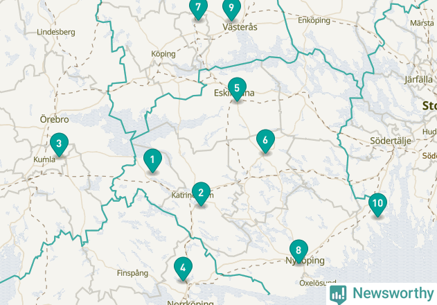 Karta över Vingåkers kommun
