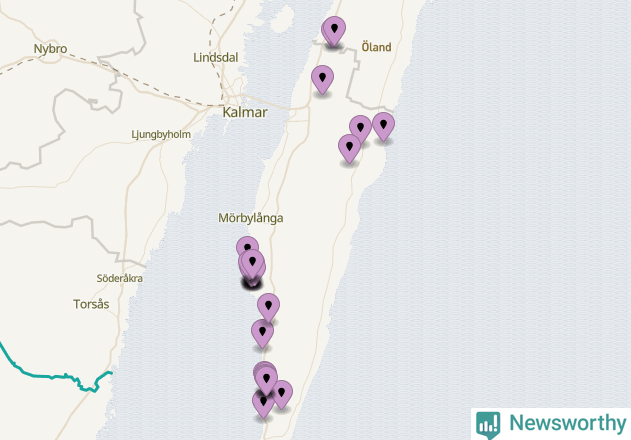 Karta över vindkraftverk i Mörbylånga kommun