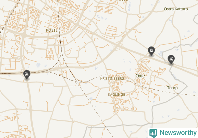 Karta över viltolyckor i Malmö kommun