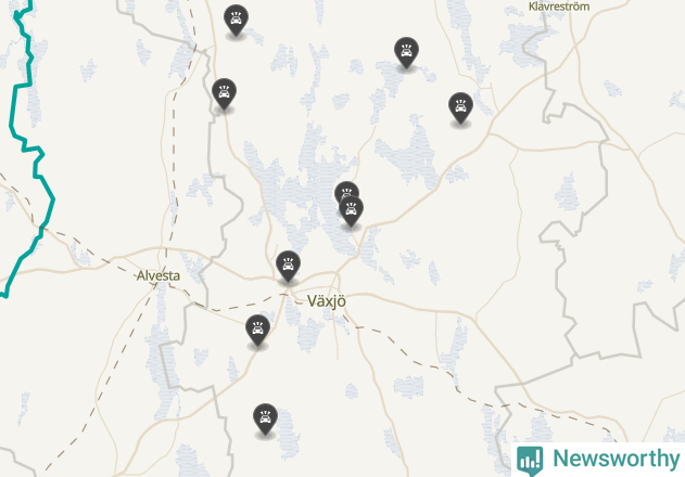 Karta över viltolyckor i Växjö kommun