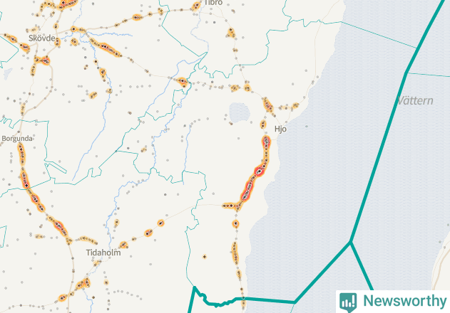 Karta över Hjo kommun