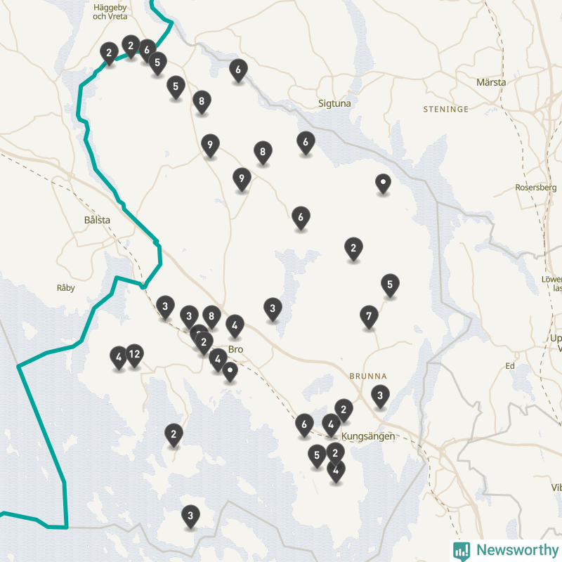 Karta över Upplands-Bro kommun