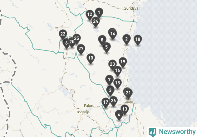 Karta över väderstationer i artikeln