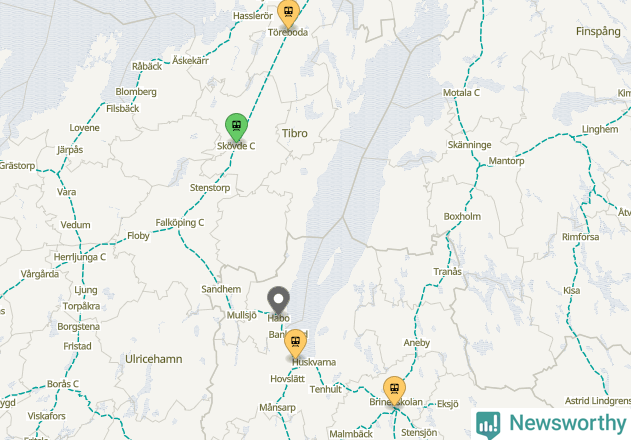 Karta över förseningar vid olika avgångsstationer.