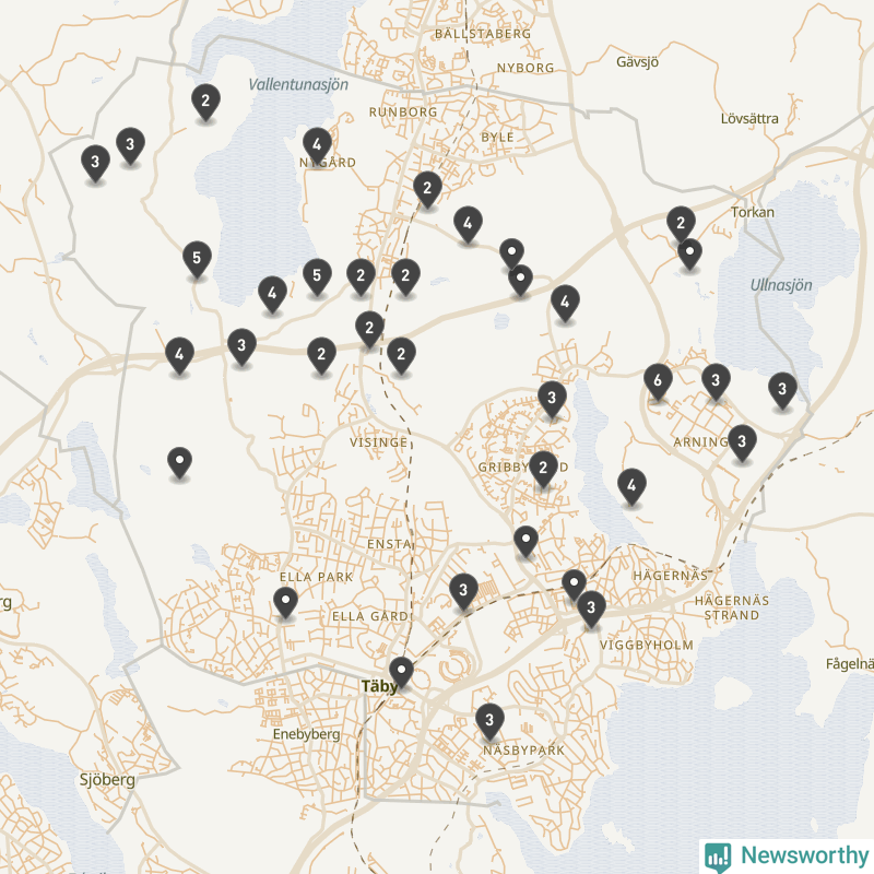 Karta över Täby kommun