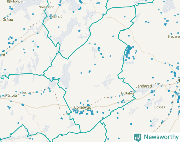 Karta över Bollebygds kommun